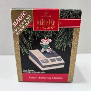 Vintage NIB 1992 Hallmark Keepsake Ornament Santa's Answering Machine Magic